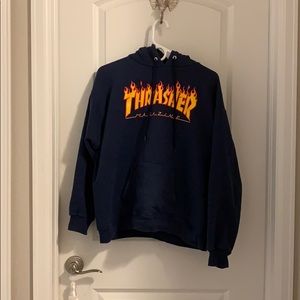 Thrasher Navy x Flames Hoodie